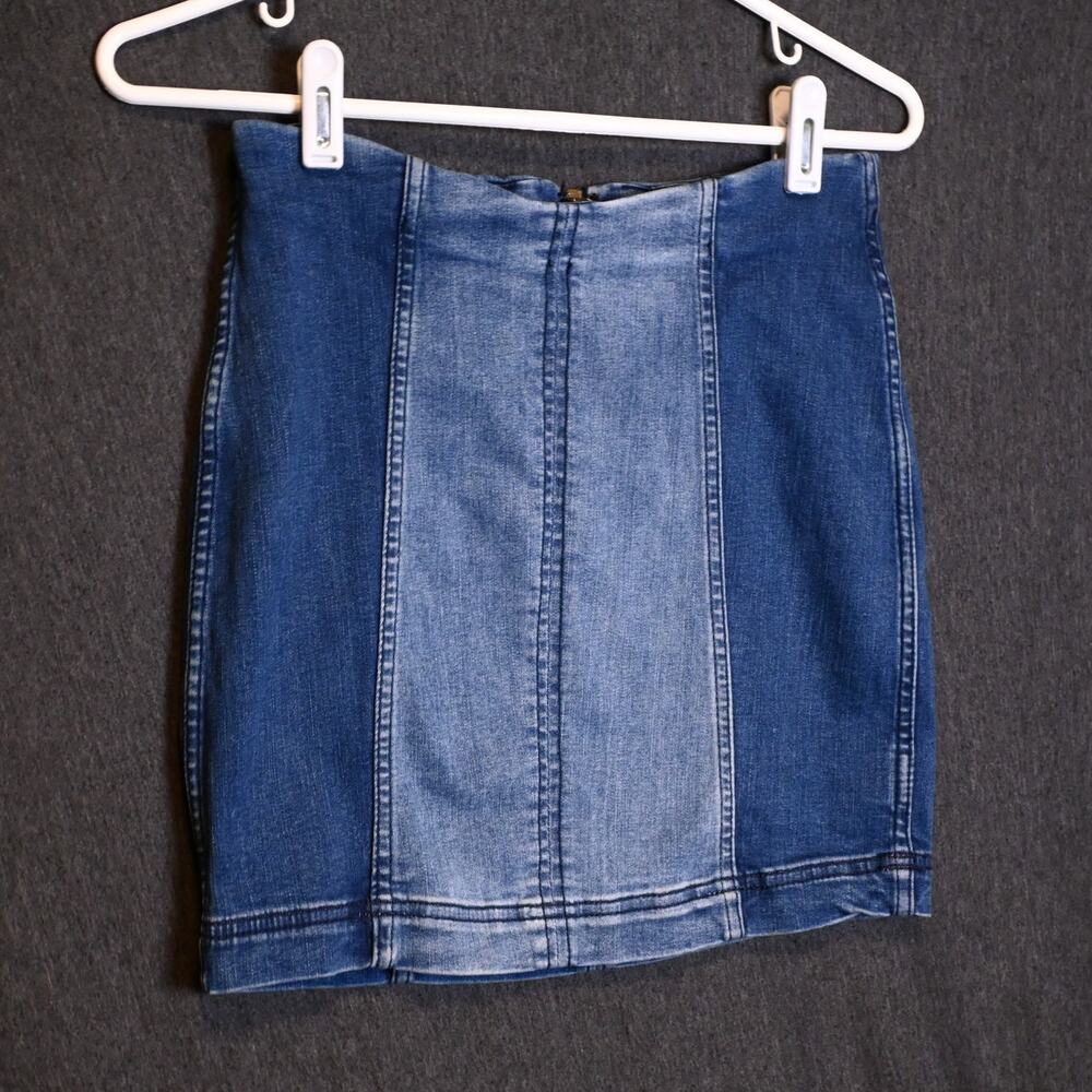 Free People Women's 4 Two Tone Denim Mini Skirt